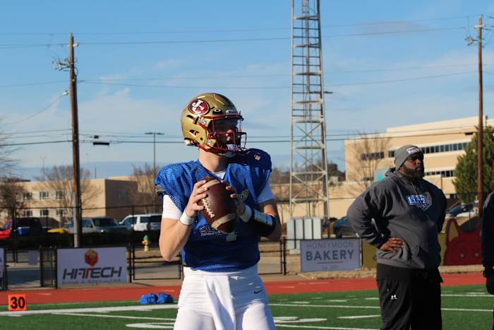 Michael McClellan, 2024 QB - One of the biggest quarterbacks of the day. Stands 6-4 and 213 lbs. with an impressive arm and strong accuracy to the boundary.
